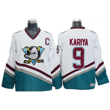 Anaheim Ducks Mighty Ducks Trikot Paul Kariya 9 CCM Throwback Weiß Authentic - Herren